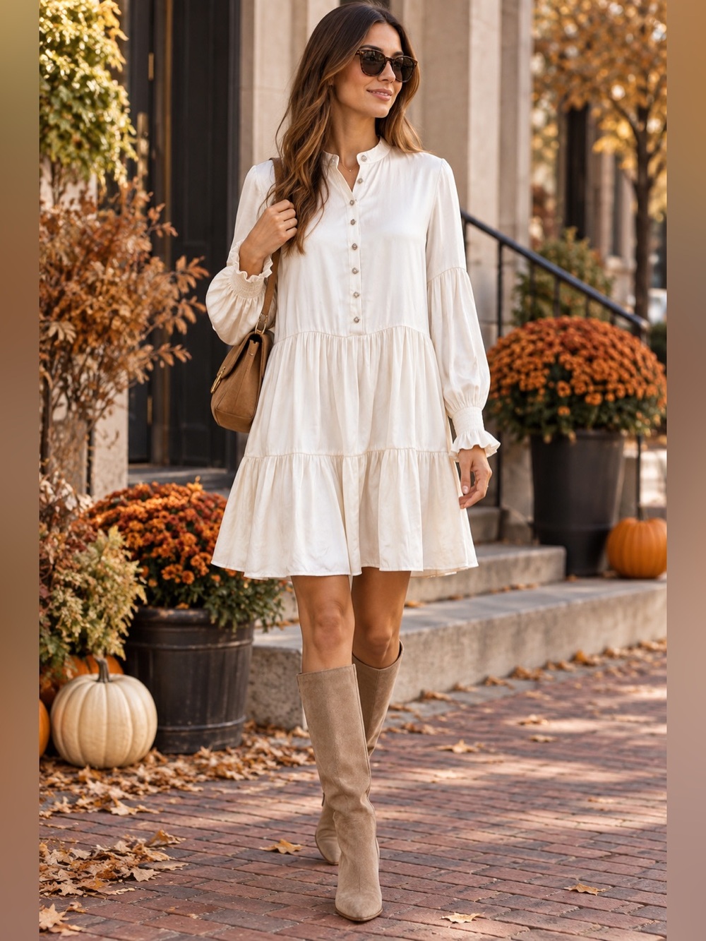 Zadig & Voltaire Ivory Satin Babydoll Dress Small NWT $478 MSRP Crystal Buttons